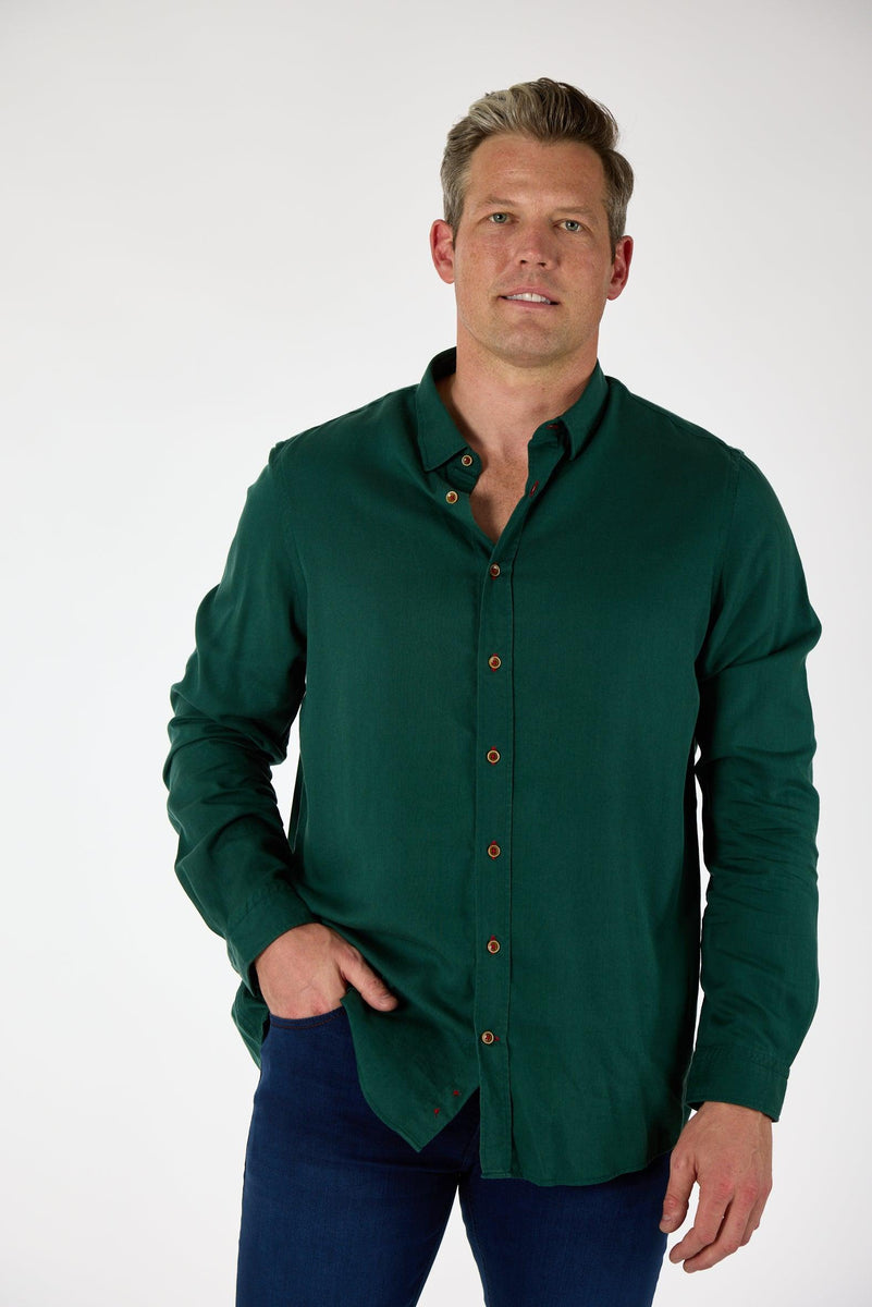Gun Hill Mens Old Smoothy Shirt Forest Green Gun Hill Clothing Company