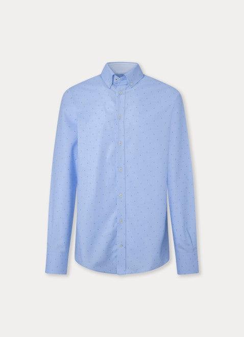 Hackett Mens Textured coupe shirt Sky Blue Gun Hill Clothing