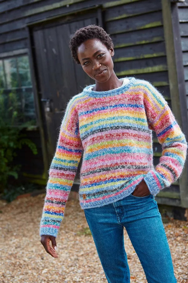 Rainbow striped jumper womens hot sale