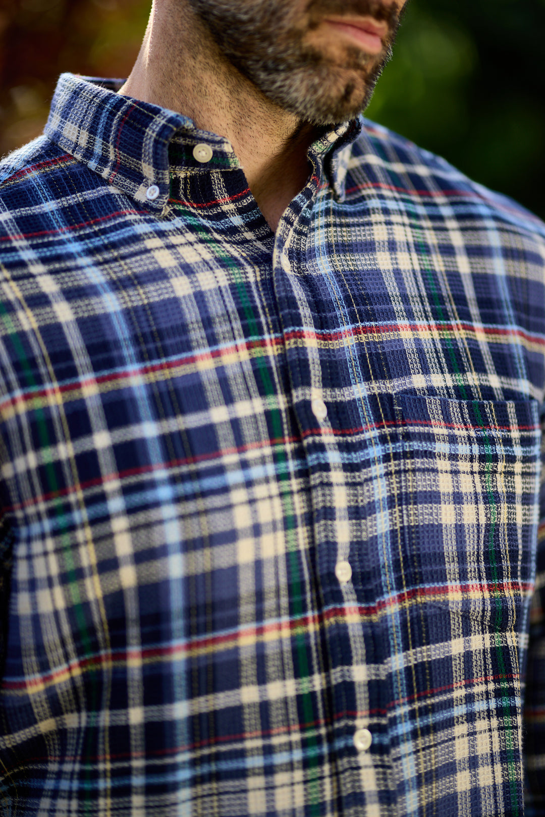 Gant Mens Waffle check shirt - Dusty navy – Gun Hill Clothing Company