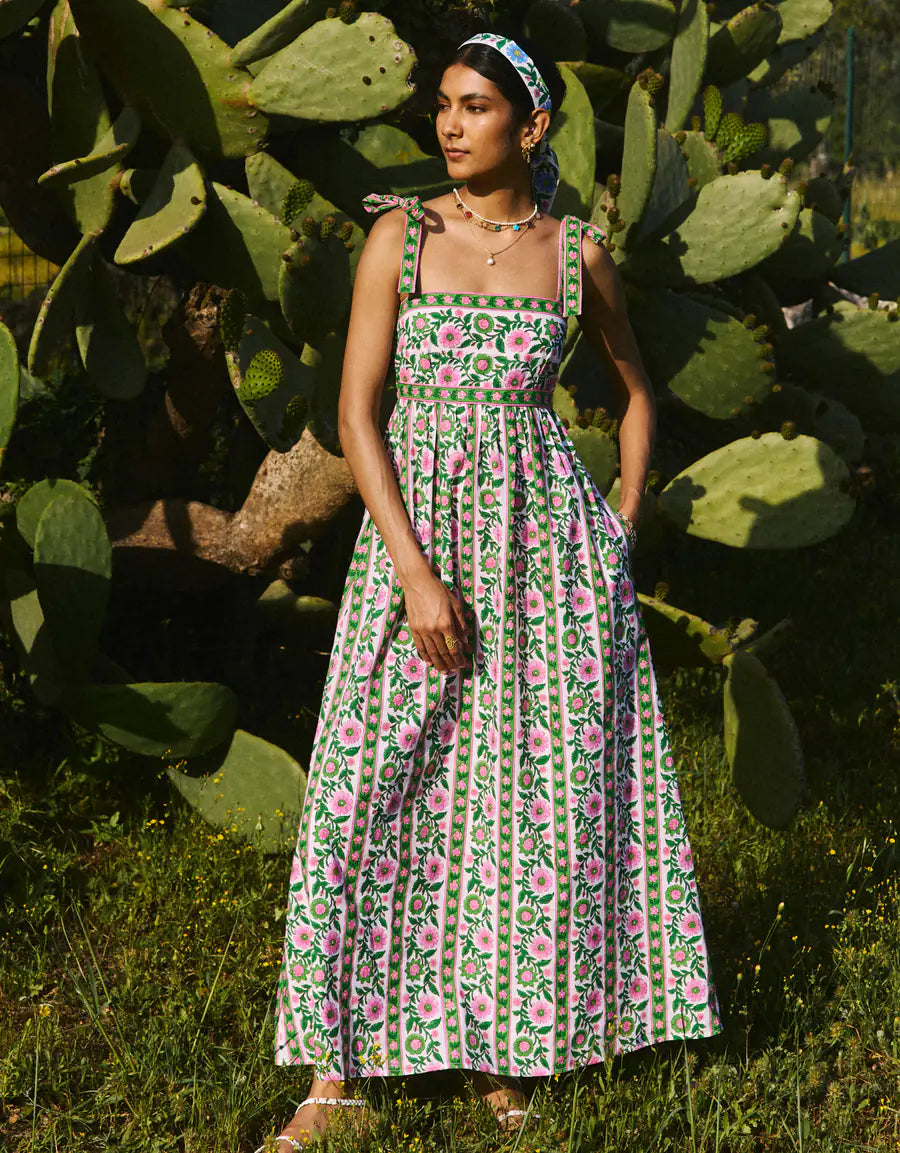 Pink City Prints Emerald Border Mykonos Dress - Green/pink Gun Hill Clothing Company Pink City Prints Emerald Border Mykonos Dress - Green/pink Gun Hill Clothing Company