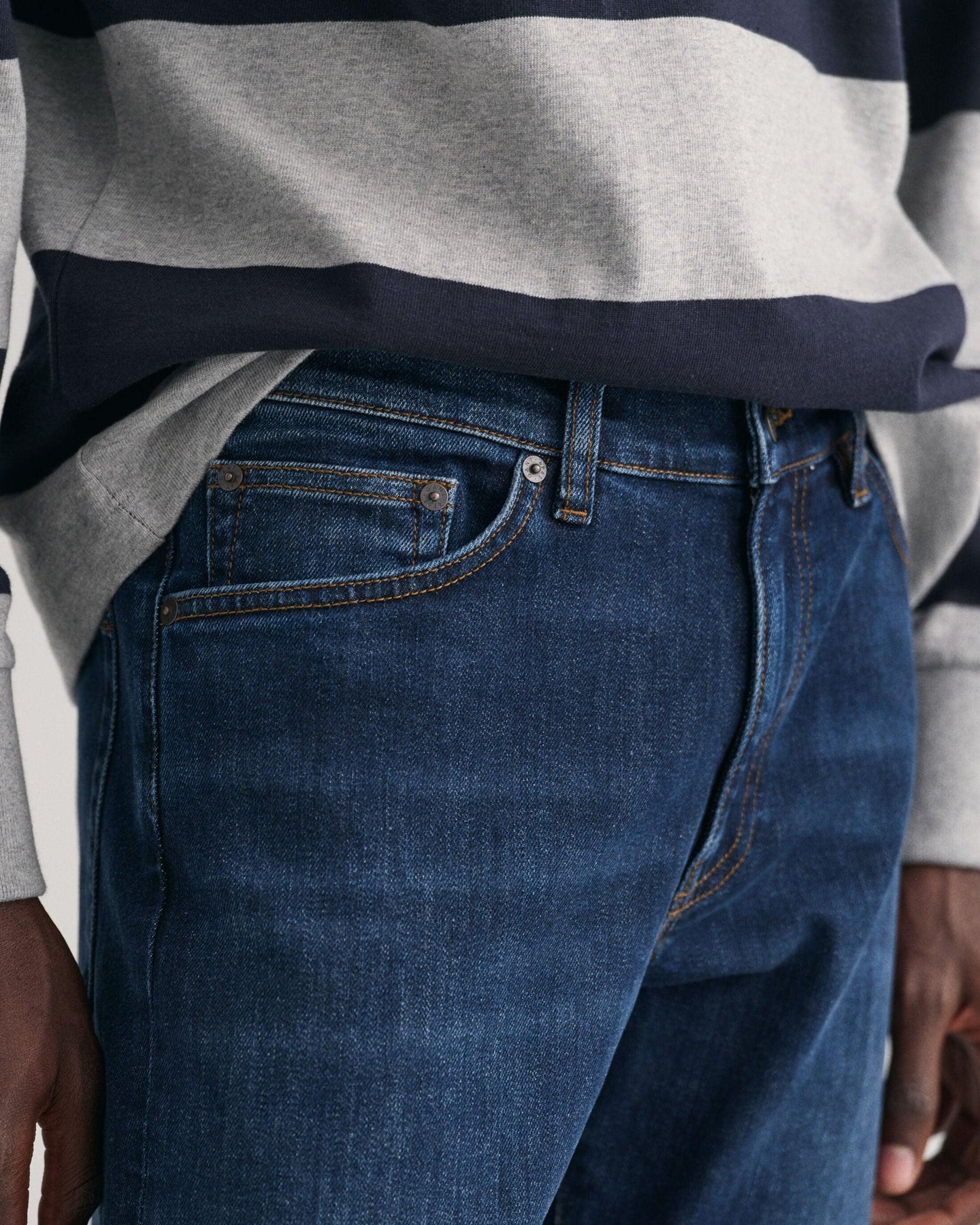 Gant Mens Slim Jeans - Mid blue and Mid blue worn – Gun Hill Clothing ...