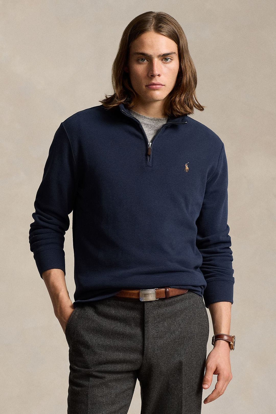 Ralph Lauren Mens Half zip Jumper Blue or Cruise Navy โ Gun Hill
