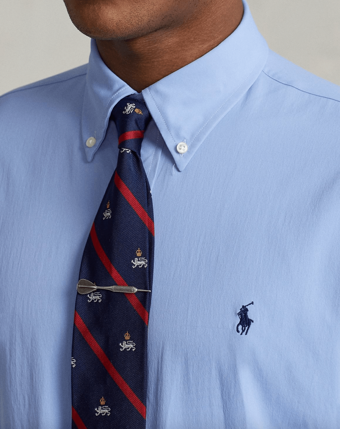 Ralph Lauren Mens Performance Dress shirt Blue Gun Hill