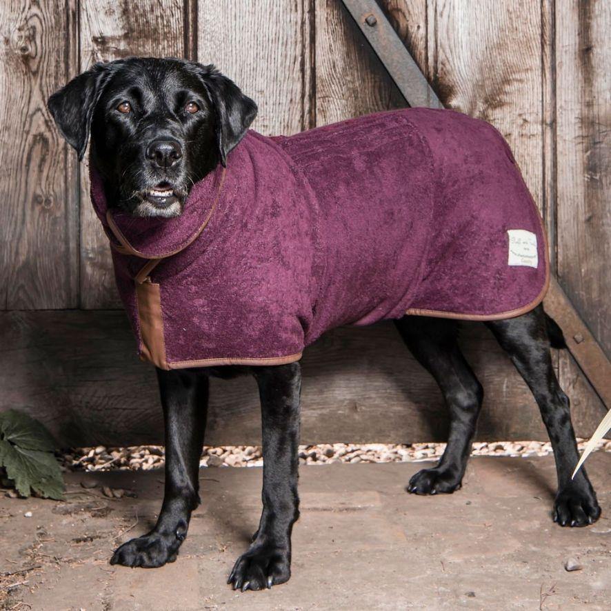 Ruff Tumble Dog Drying coat Medium-Large ML Mud Burgundy Navy