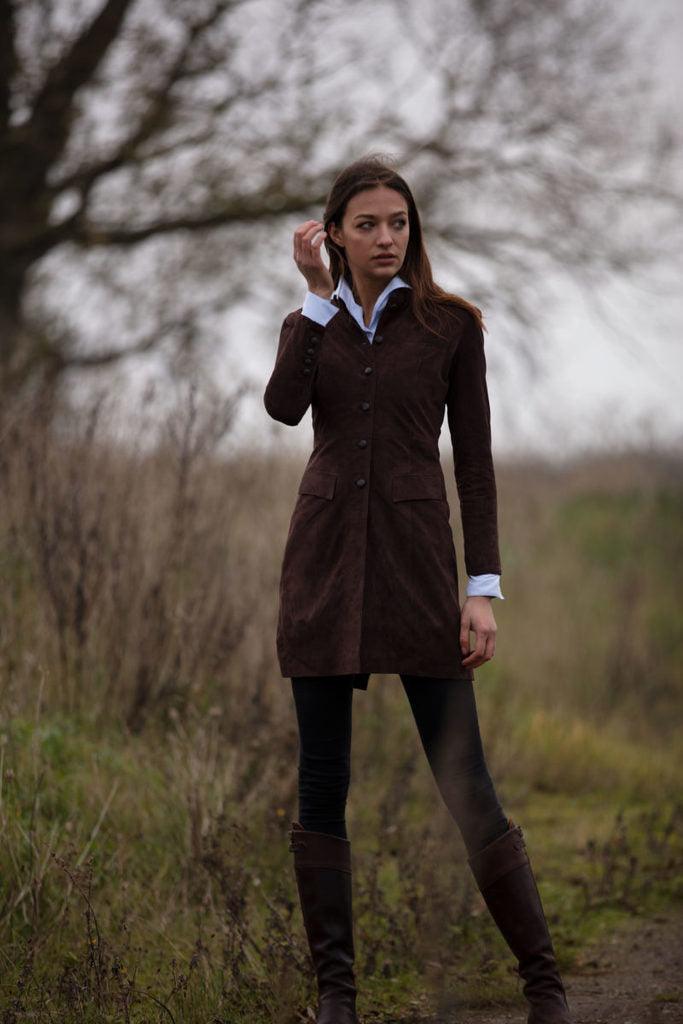 Women's long suede coats store