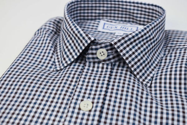 Gun Hill Mens Larch shirt Blue Brown gingham Gun Hill Clothing Company